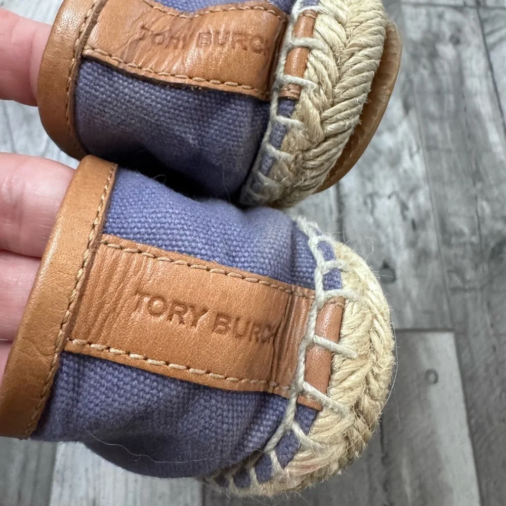Tory Burch Canvas Spring Lavender Logo Embroidered Jute Woven Espadrille Flats 6